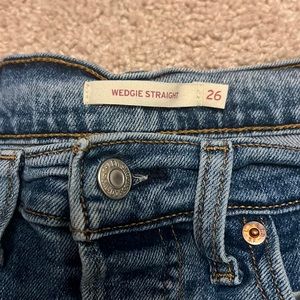 Levi’s‎ “Wedgie” Straight Leg 26x28 High Waist Denim Cropped Ankle Stretch Jeans